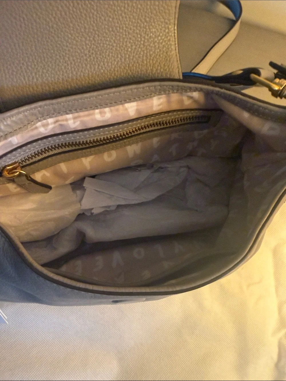 Aimee Kestenberg Taupe Leather Shoulder Bag with Gold Hardware